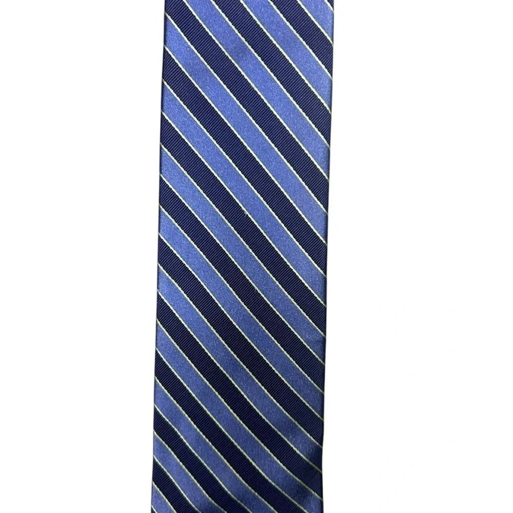 Tommy Hilfiger Blue Green Diagonal Stripe Tie • Classic Silk Look OS